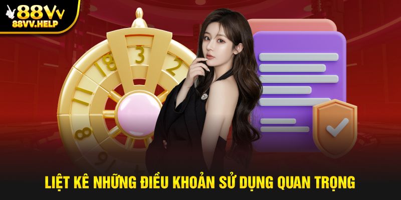 Liệt kê những điều khoản sử dụng quan trọng